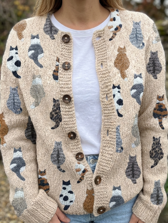 Tabitha™ | Charming Cat Knit Cardigan