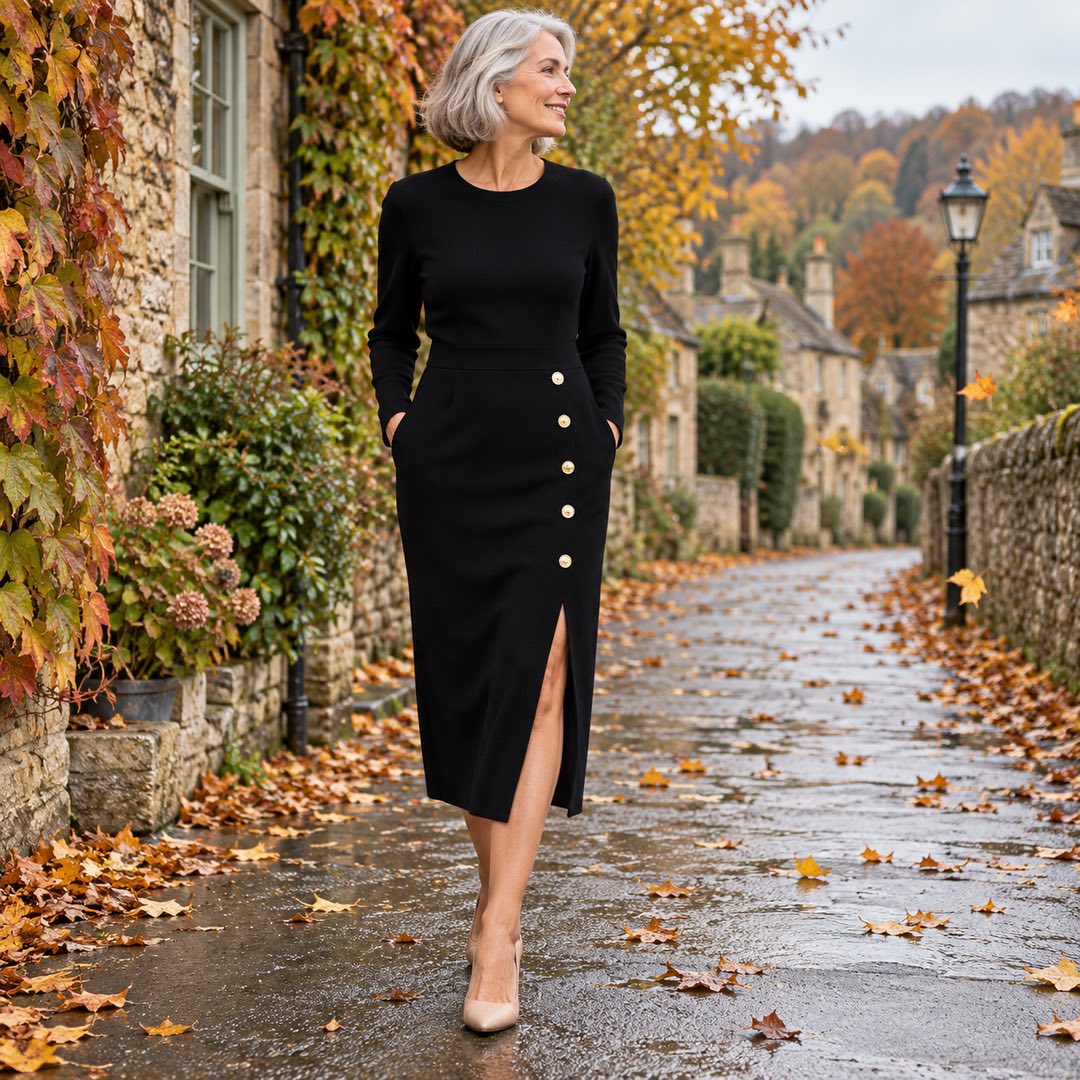 Geraldine dress worn outdoors