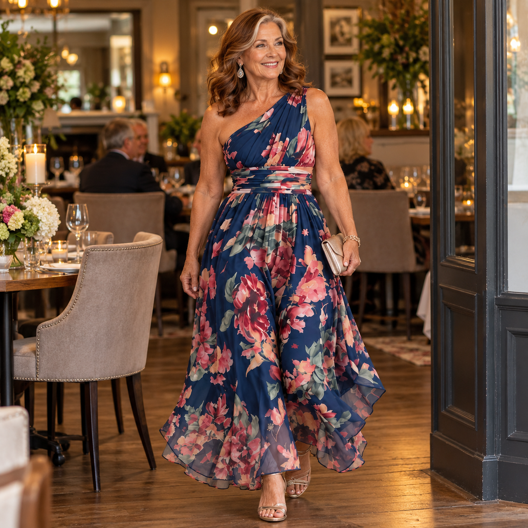 Rita One-Shoulder Floral Maxi Dress