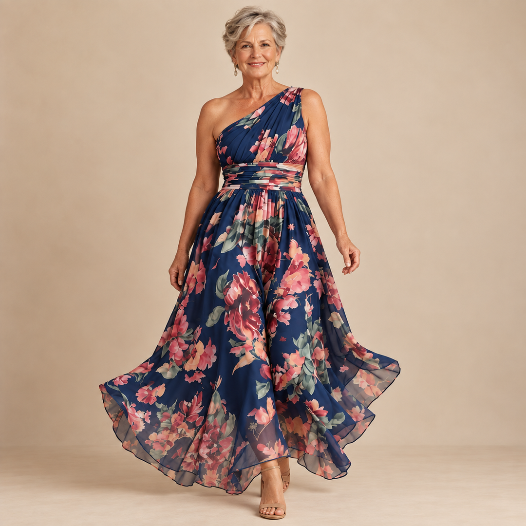 Rita One-Shoulder Floral Maxi Dress