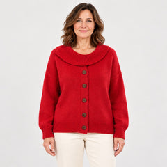 The Glynis Wide Collar Button Front Knit Jumper close-up of the fabric