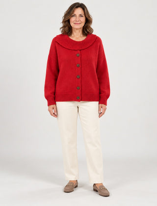 The Glynis Wide Collar Button Front Knit Jumper in the studio