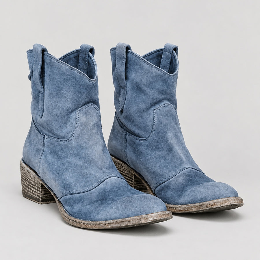 Harriet Heritage Comfort Ankle Boots in Blue Suede