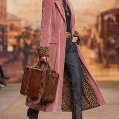 Jackie Long Velvet Coat with Leopard Lining