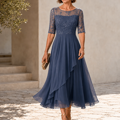 Dianne Lace Bodice Chiffon Midi Dress