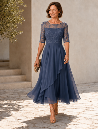 Dianne Lace Bodice Chiffon Midi Dress