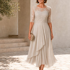 Dianne Lace Bodice Chiffon Midi Dress