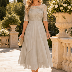 Dianne Lace Bodice Chiffon Midi Dress