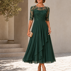 Dianne Lace Bodice Chiffon Midi Dress