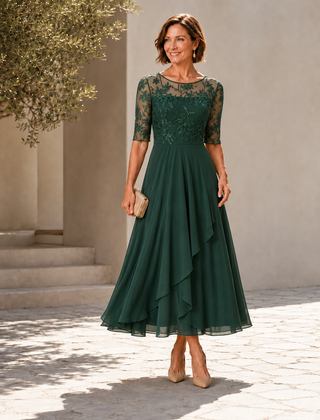 Dianne Lace Bodice Chiffon Midi Dress