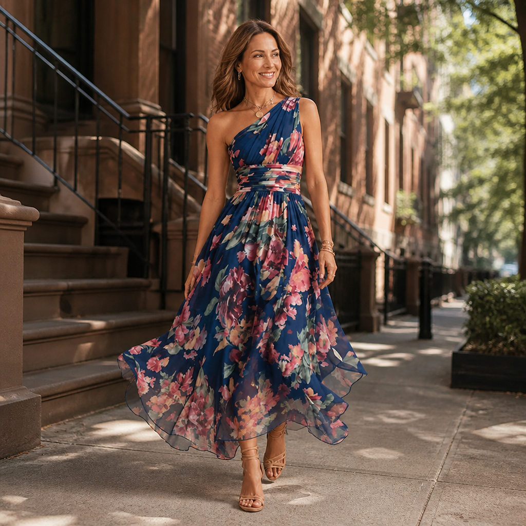 Geraldine One-Shoulder Floral Maxi Dress