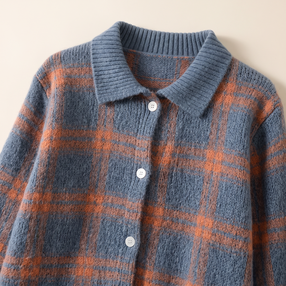 Elspeth Heritage Check Collared Knit Cardigan