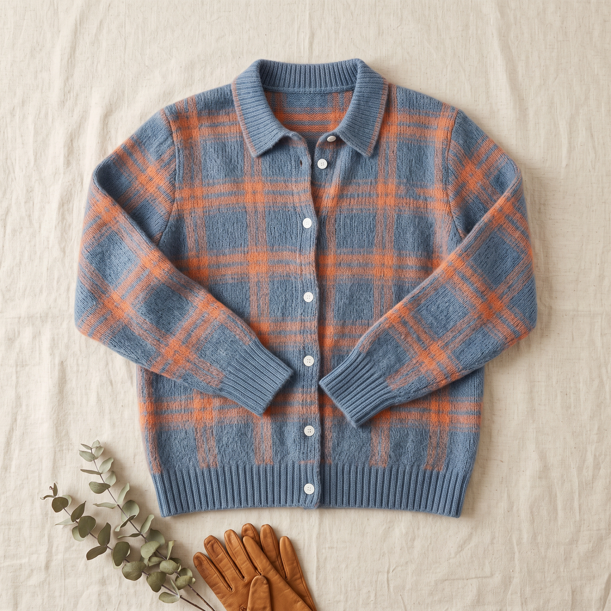 Elspeth Heritage Check Collared Knit Cardigan