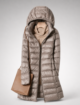 Karen Lightweight Longline Down Coat with Hood