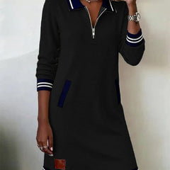 Beverley Zip Collar Contrast Trim Dress