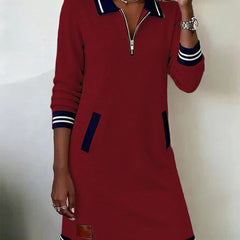 Beverley Zip Collar Contrast Trim Dress