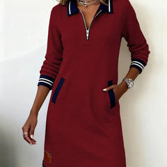 Beverley Zip Collar Contrast Trim Dress