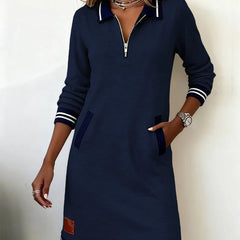 Beverley Zip Collar Contrast Trim Dress