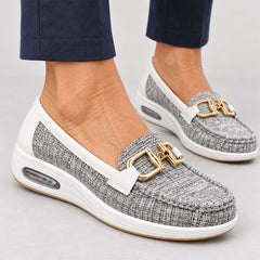 Jackie Gold Buckle Comfort Loafers close-up
