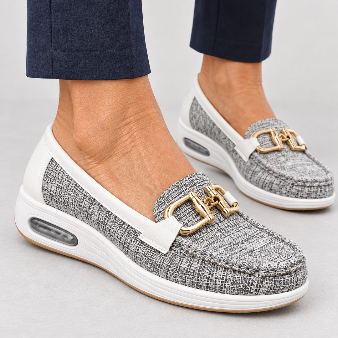 Jackie Gold Buckle Comfort Loafers close-up