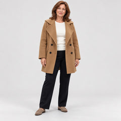 The Jacqui Relaxed Double Breasted Coat in Camel
