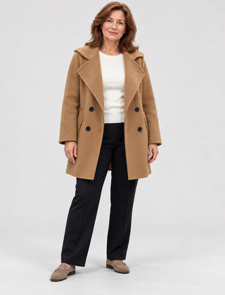 The Jacqui Relaxed Double Breasted Coat in Camel