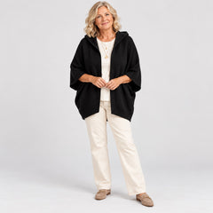 The Jane Hooded Batwing Knit Cardigan in Black