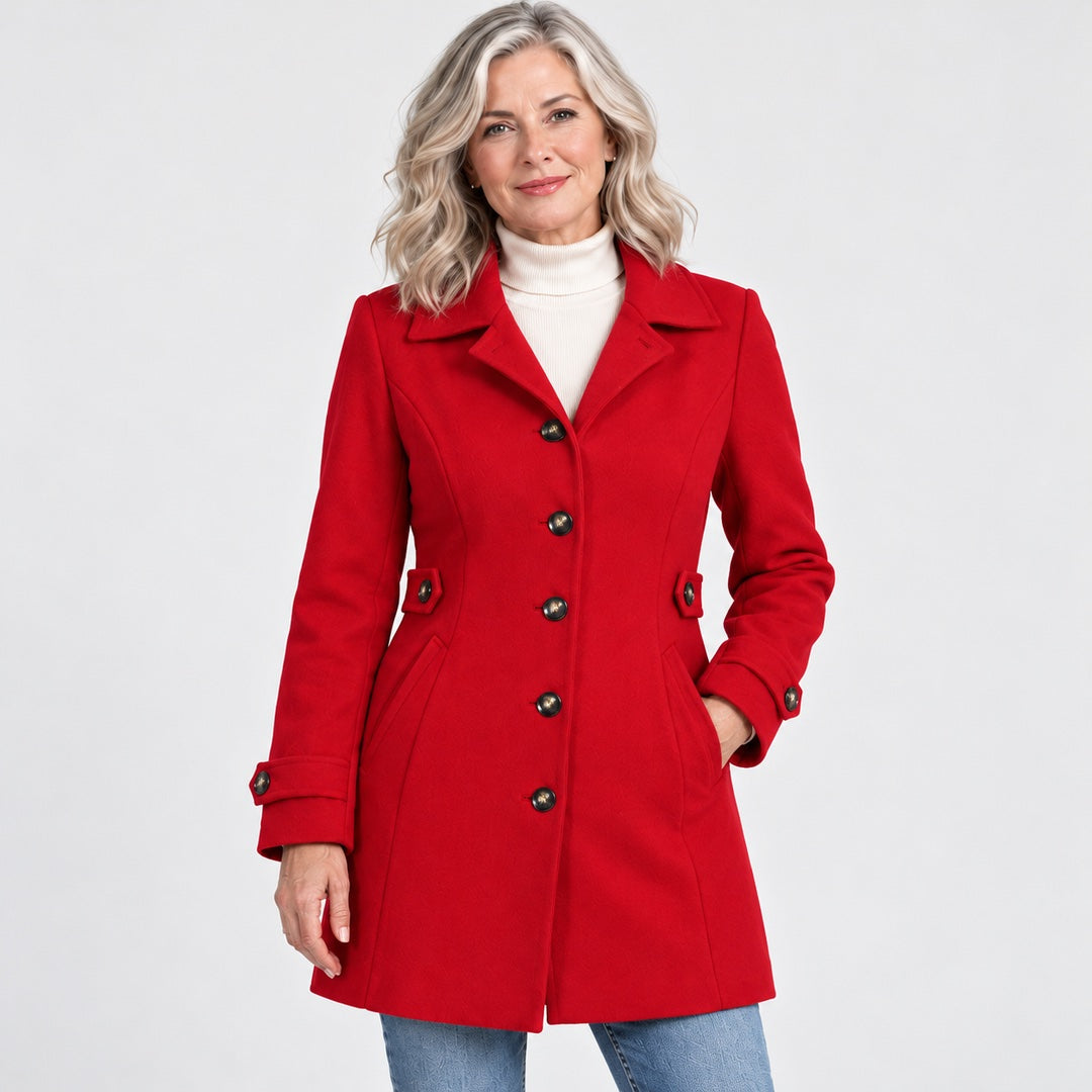 The Jayne Tailored Wool Look Button Coat close-up of the fabric