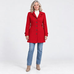 The Jayne Tailored Wool Look Button Coat in the studio