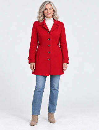 The Jayne Tailored Wool Look Button Coat in the studio