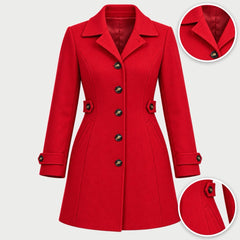 The Jayne Tailored Wool Look Button Coat with close-ups of the details