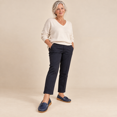 Joyce Flower Detail Comfort Loafers in Navy - studio