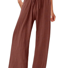 Nicola Relaxed Wide-Leg Drawstring Trousers in Chocolate
