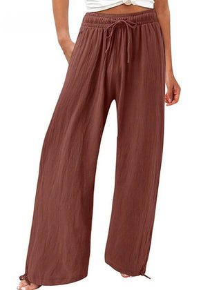 Nicola Relaxed Wide-Leg Drawstring Trousers in Chocolate