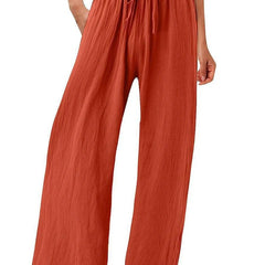 Nicola Relaxed Wide-Leg Drawstring Trousers in Orange