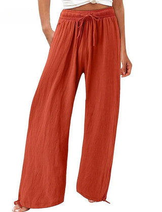 Nicola Relaxed Wide-Leg Drawstring Trousers in Orange