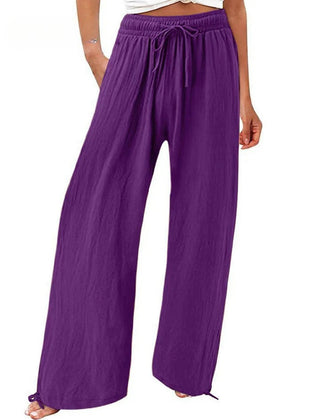Nicola Relaxed Wide-Leg Drawstring Trousers in Purple