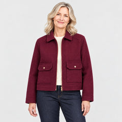 The Kathryn Wool Look Zip Jacket with Flap Pockets close-up of the fabric