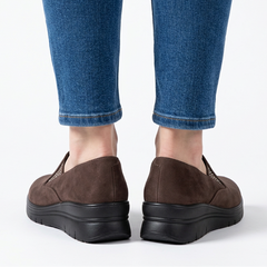 Moira Elastic Wedge Slip-On Shoes in Dark Brown