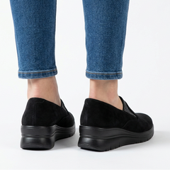 Moira Elastic Wedge Slip-On Shoes in Black