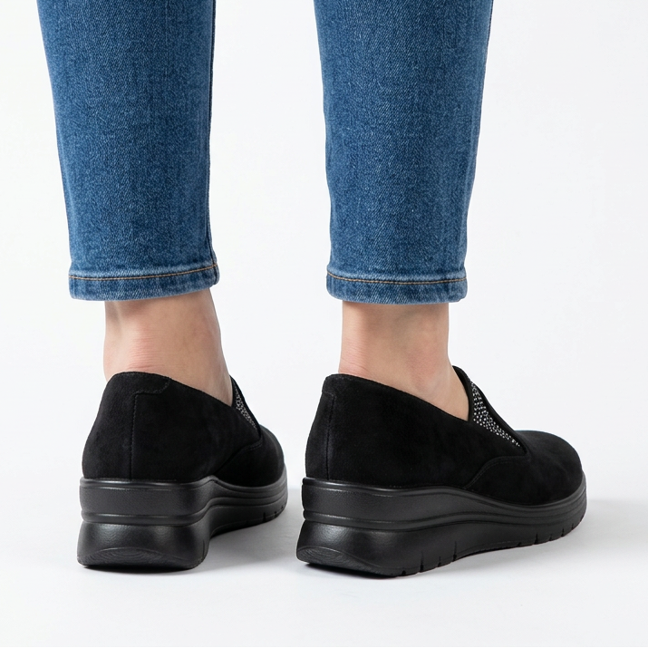 Moira Elastic Wedge Slip-On Shoes in Black