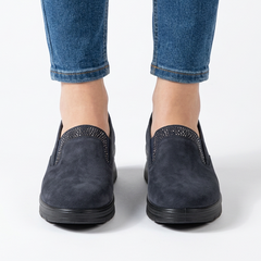 Moira Elastic Wedge Slip-On Shoes in Navy