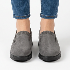 Moira Elastic Wedge Slip-On Shoes in Slate Grey
