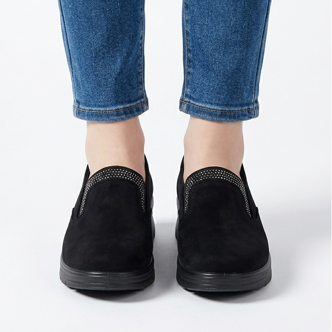 Moira Elastic Wedge Slip-On Shoes in Black