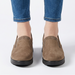Moira Elastic Wedge Slip-On Shoes in Taupe