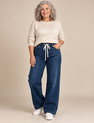 Cheryl Drawstring Wide-Leg Jeans