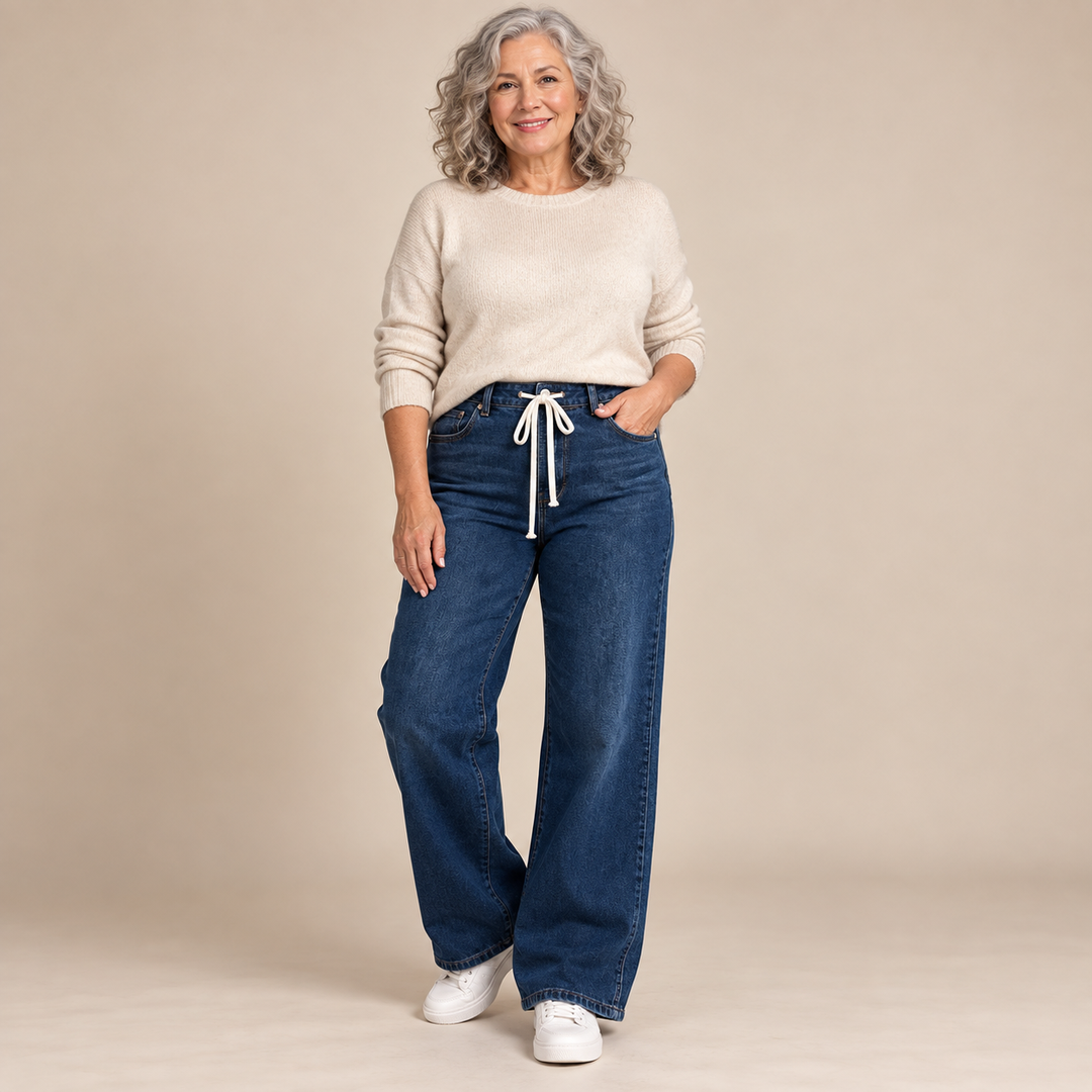 Cheryl Drawstring Wide-Leg Jeans