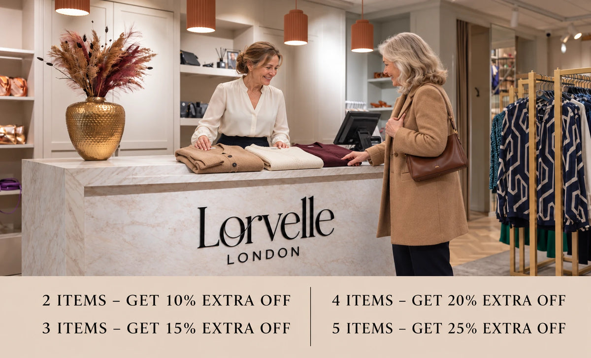 Lorvelle London multibuy offer: 2 items 10%, 3 items 15%, 4 items 20%, 5 items 25% extra off