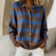 Elspeth Heritage Check Collared Knit Cardigan