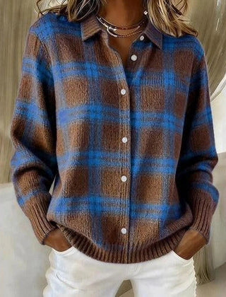 Elspeth Heritage Check Collared Knit Cardigan